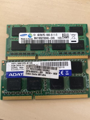 Memory modules used, various types