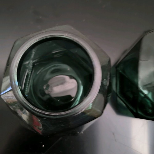 Glass jars in emerald color like new, set of 2