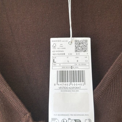 Mango long dress new, size L, dark brown, viscose