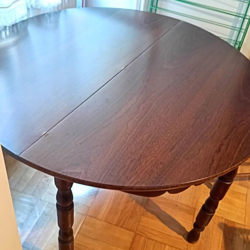 Folding Round Table Console with Two Chairs used