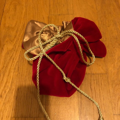 Velvet red pouch with gold cord like new