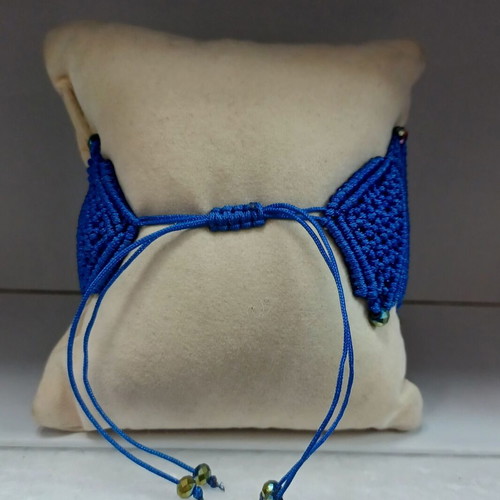 Macrame zig-zag bracelet new blue handmade adjustable