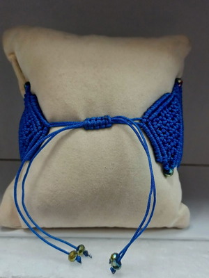 Macrame zig-zag bracelet new blue handmade adjustable