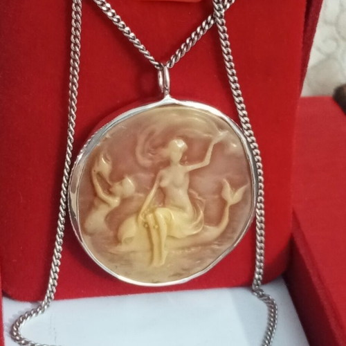 Cameo necklace 925 silver with Greek Muses, used