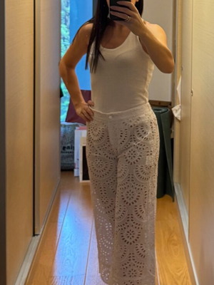 Zini broderie pants new, white, size L