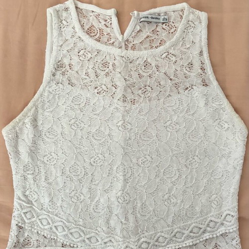 Bershka Lace Cropped Top like new, white, XS