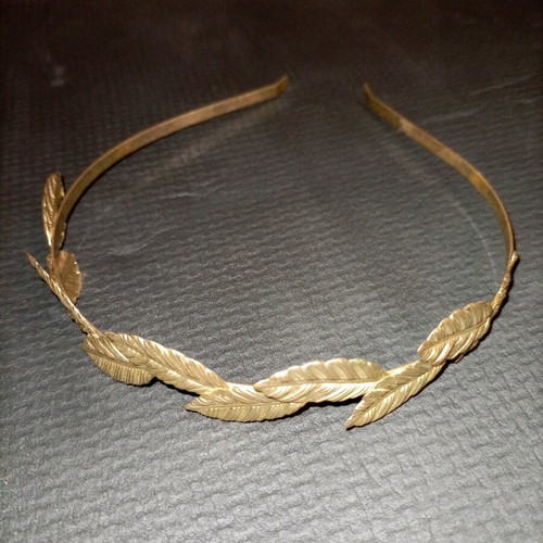 Metallic golden Daphne headband wreath ancient Greek style like new