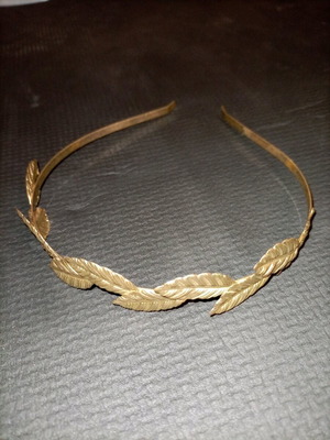Metallic golden Daphne headband wreath ancient Greek style like new