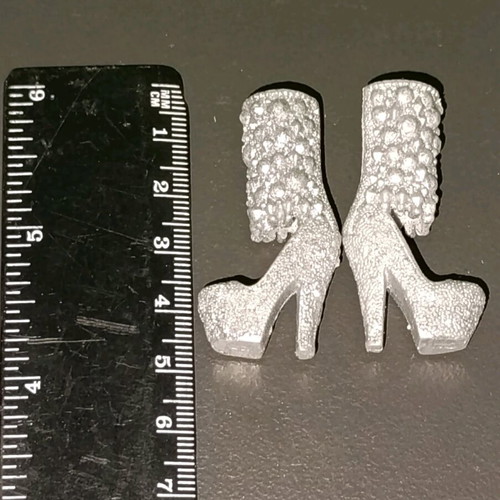 Barbie Silver Glitter Platform High Heels Shoes used, Fashionistas Model