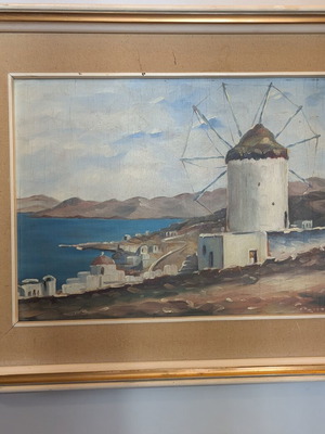 Λάδι ζωγραφικής με ανεμόμυλους Μυκόνου μεταχειρισμένο