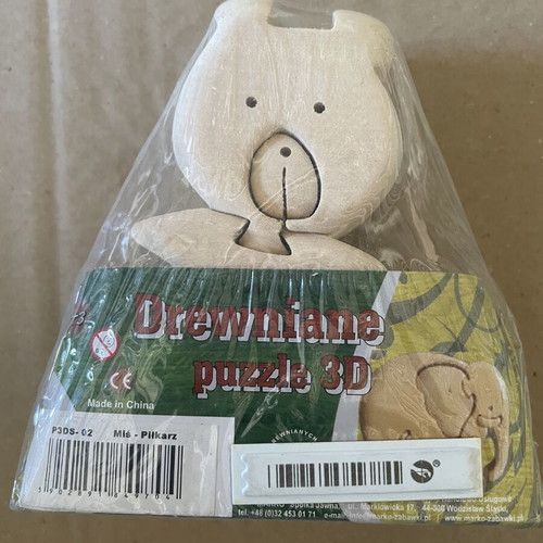 3D wooden bear puzzle new, for assembling and coloring