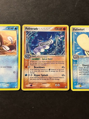 Pokémon EX Unseen Forces card set: Poliwrath, Poliwhirl, Poliwag