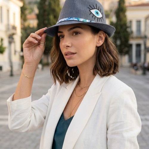 Hat with painted Greek eye