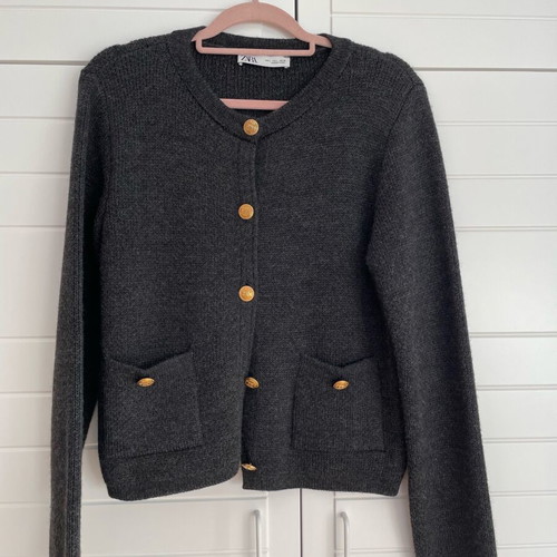 Wool cardigan Zara like new, gray with buttons and pockets