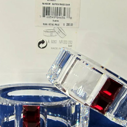 Swarovski Rainbow Siam napkin rings set new