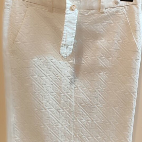 Pinko White Pencil Skirt with Embossed Monogram Like New