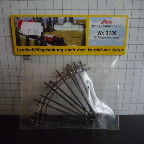 Heki 3136 model kit items new, 12 telegraph poles