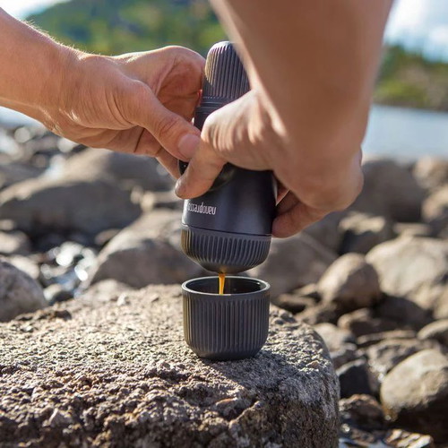 Wacaco Nanopresso Black portable espresso maker like new with 2 adapters