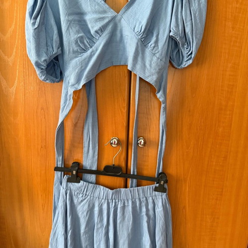 Linen set skirt and blouse Mind Your Style blue, like new