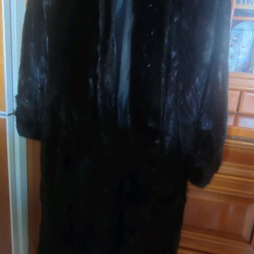 Vintage mink fur coat like new, black, size large, 1.20m length