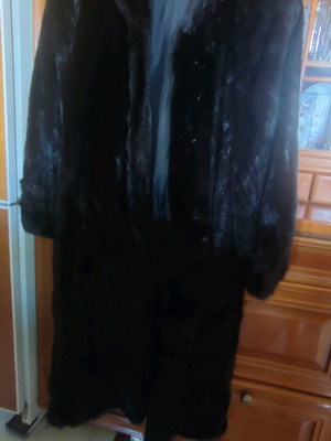 Vintage mink fur coat like new, black, size large, 1.20m length