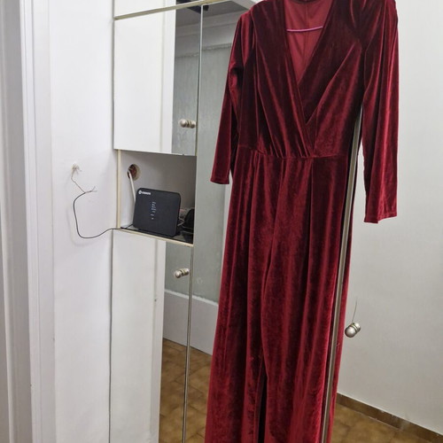 Velour jumpsuit burgundy medium large like new