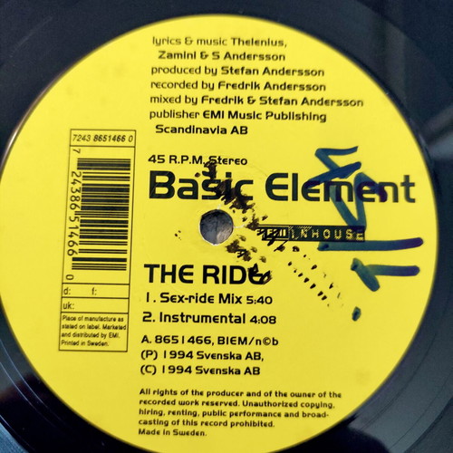 Basic Element The Ride 12'' Vinyl Maxi Single used, electronic