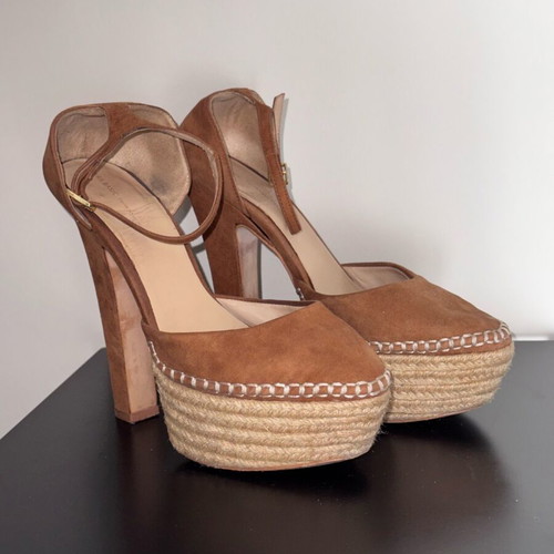 Zara espadrille sandals used, brown tan, size 39