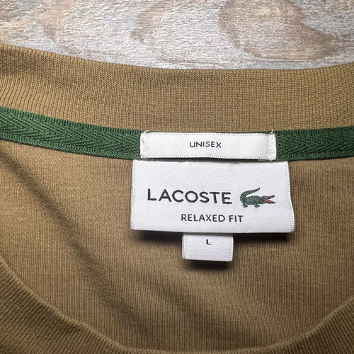 Lacoste Unisex Relaxed Fit T-Shirt Size L Used Khaki Camel