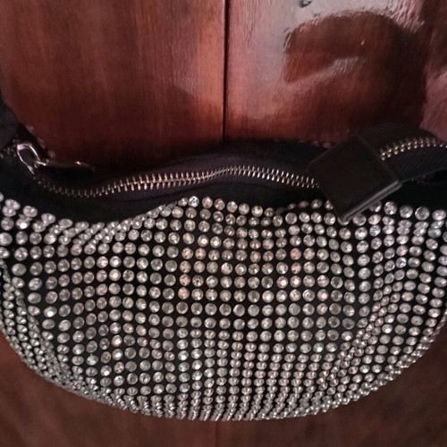 Zara black shoulder bag with studs and strass like new