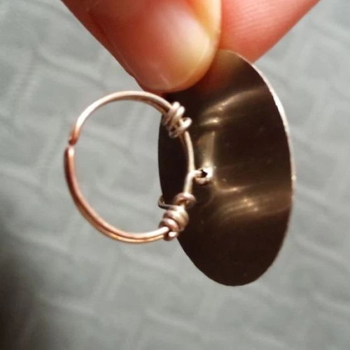 Handmade ring used with flower, blue and silver