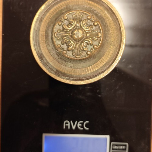 Antique brass door knob used, unpolished