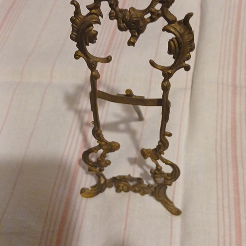 Miniature brass easels, pair, 17x7 cm