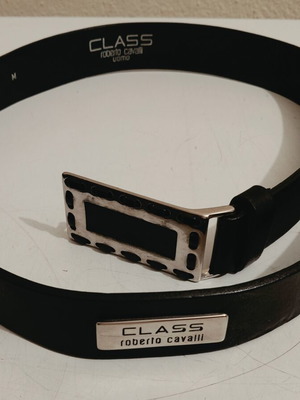 Class Roberto Cavalli Uomo δερμάτινη ζώνη καινούργια, Made in Italy, μαύρη, μέγεθος M