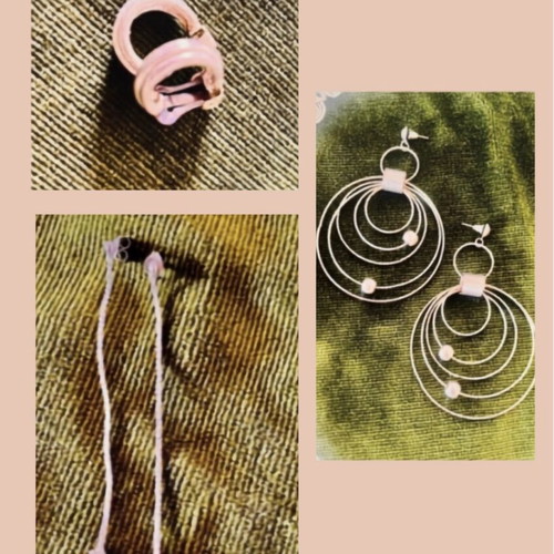 Set of 3 pairs of earrings, vintage clip-on and minimal dangle