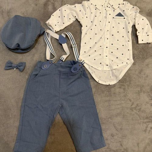 Baptism Set with Suspenders, Hat and Bow Tie like new