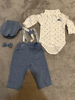 Baptism Set with Suspenders, Hat and Bow Tie like new