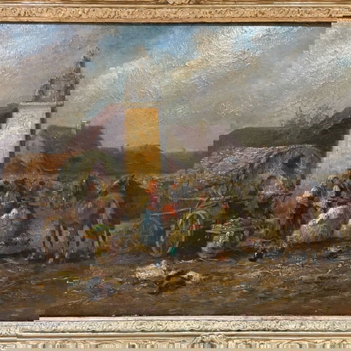 Ελαιογραφία απο το 1850! σε ξύλο μοναδικό με κορνίζα!!