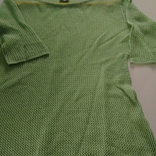 Short-sleeve mesh women's blouse green like new, size L