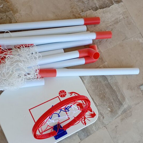 2-in-1 kids basketball and football goal set