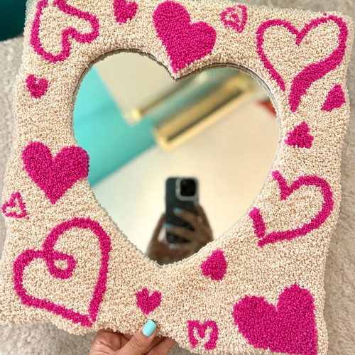 Handmade heart-shaped mirror
