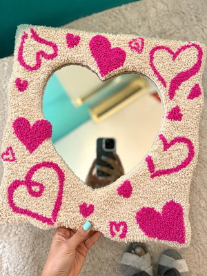 Handmade heart-shaped mirror