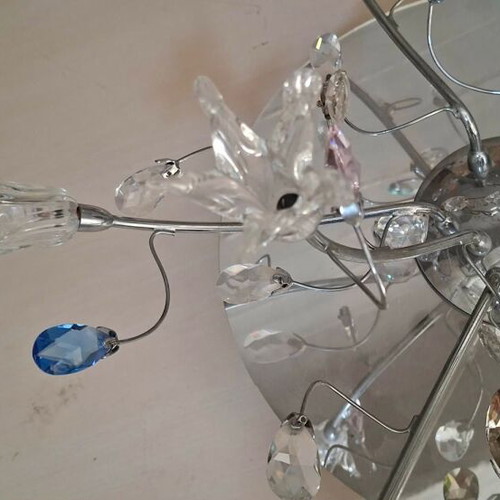 Ceiling lamp with multicolored Swarovski crystals used