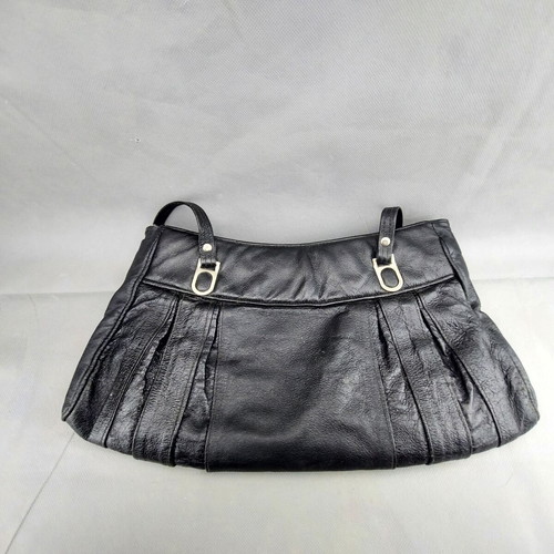 Old Soviet women's black leather bag used