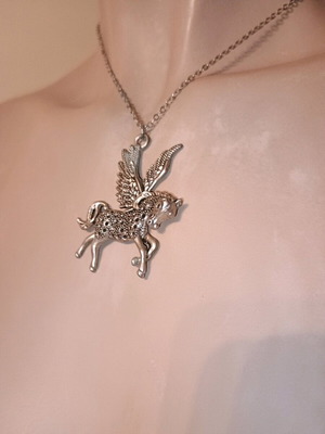 Necklace with Pegasus pendant like new, silver
