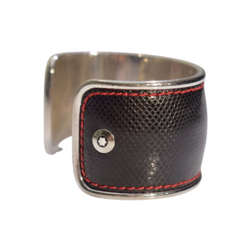 Montblanc Silver 925 Cuff Bracelet with Saffiano Leather like new