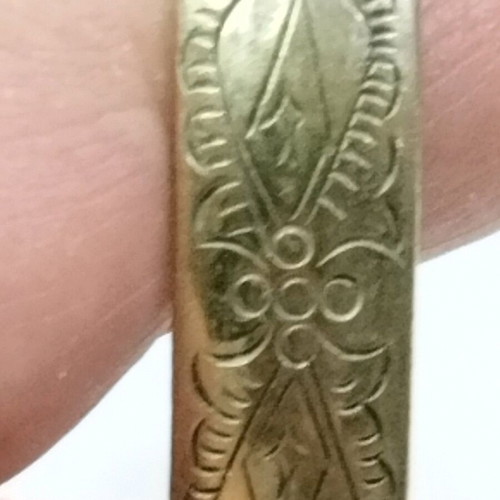 Antique handmade cuff bracelet used, gold color (~1900)