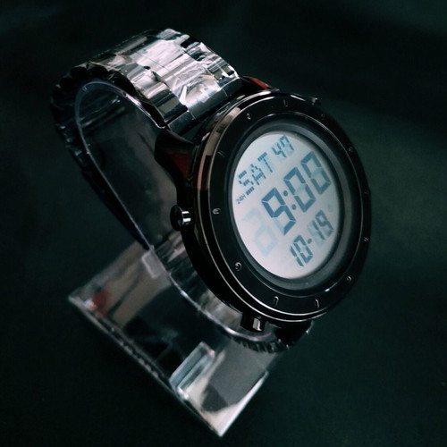 Skmei 1864 digital watch with stainless steel bracelet new, men's, black