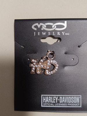 Harley Davidson silver and rhinestone pendant new