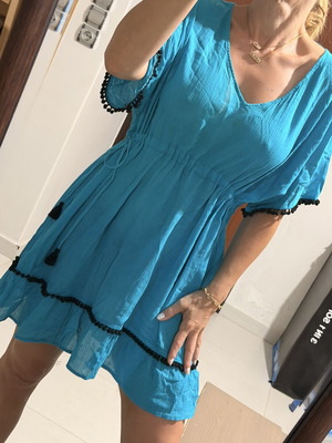 Calzedonia Corey turquoise beach dress caftan one size like new